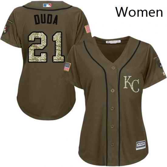 Womens Majestic Kansas City Royals 21 Lucas Duda Replica Green Salute to Service MLB Jersey